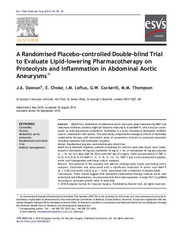 (PDF) A Randomised Placebo-controlled Double-blind Trial to Evaluate ...