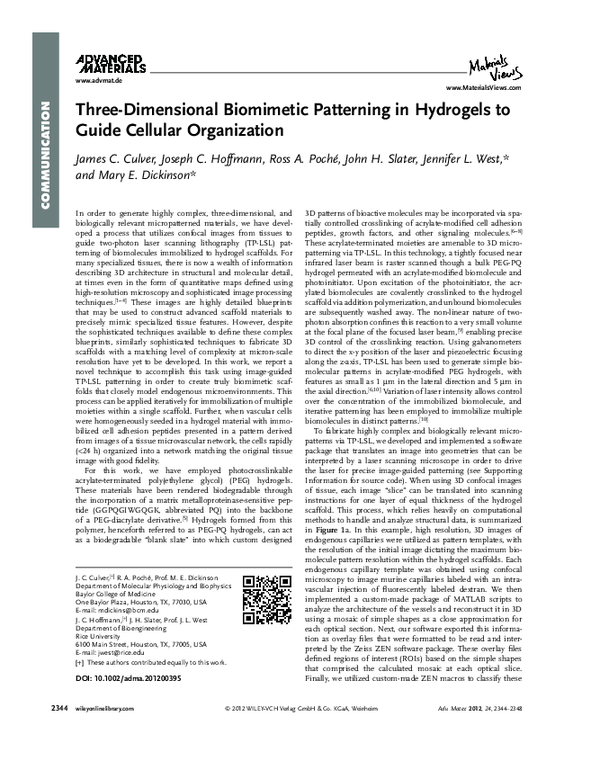 (PDF) Three-Dimensional Biomimetic Patterning in Hydrogels to Guide ...