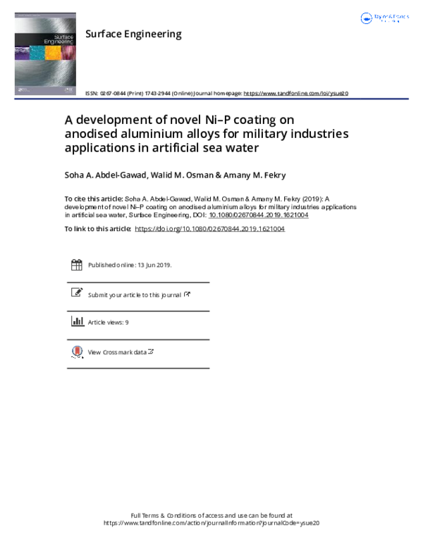 (PDF) A development of novel Ni–P coating on anodised aluminium alloys ...