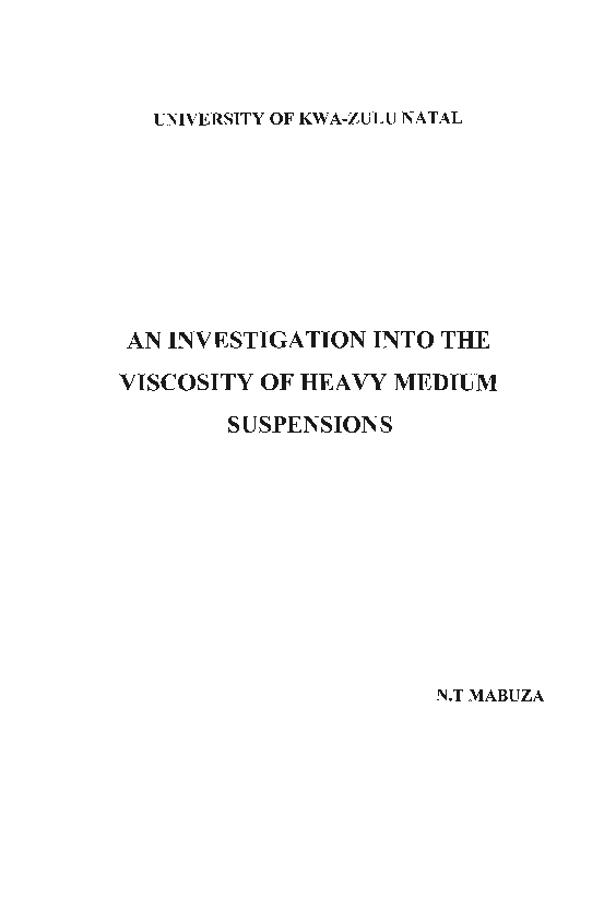 (PDF) An investigation into the viscosity of heavy medium suspensions