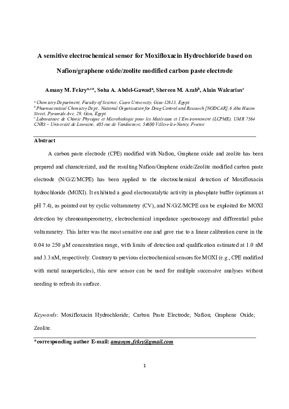 (PDF) A Sensitive Electrochemical Sensor for Moxifloxacin Hydrochloride ...