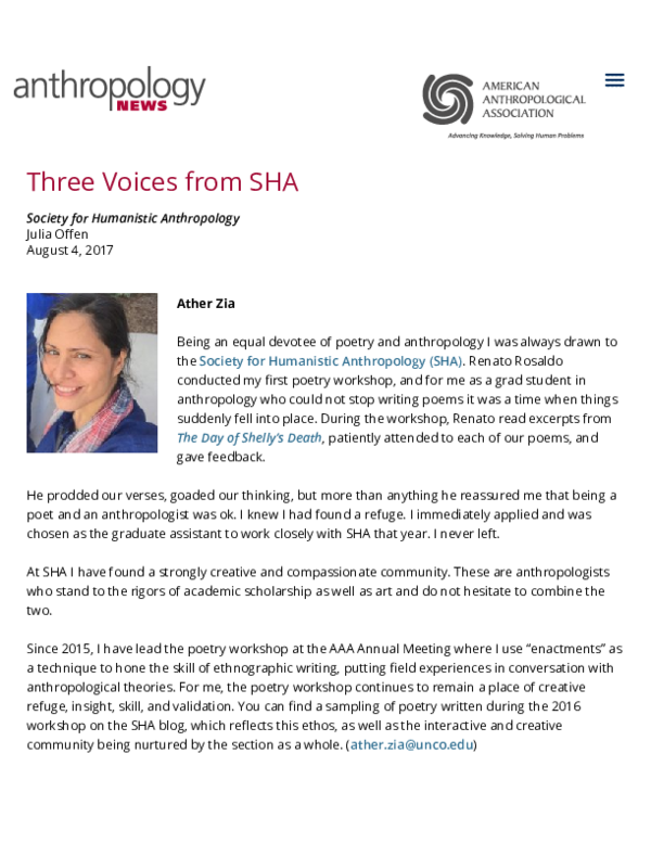 (PDF) Three Voices from SHA