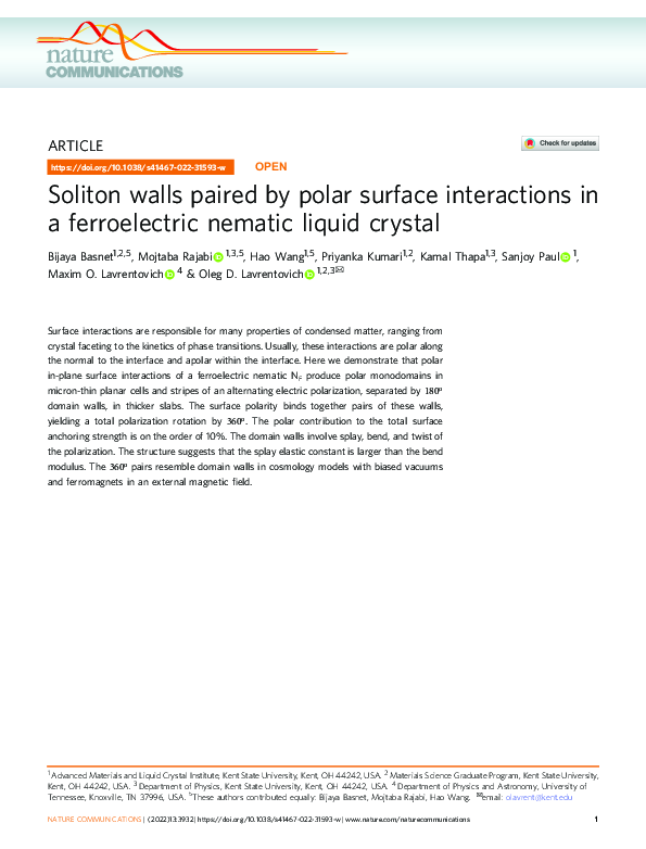 (PDF) Soliton walls paired by polar surface interactions in a ...