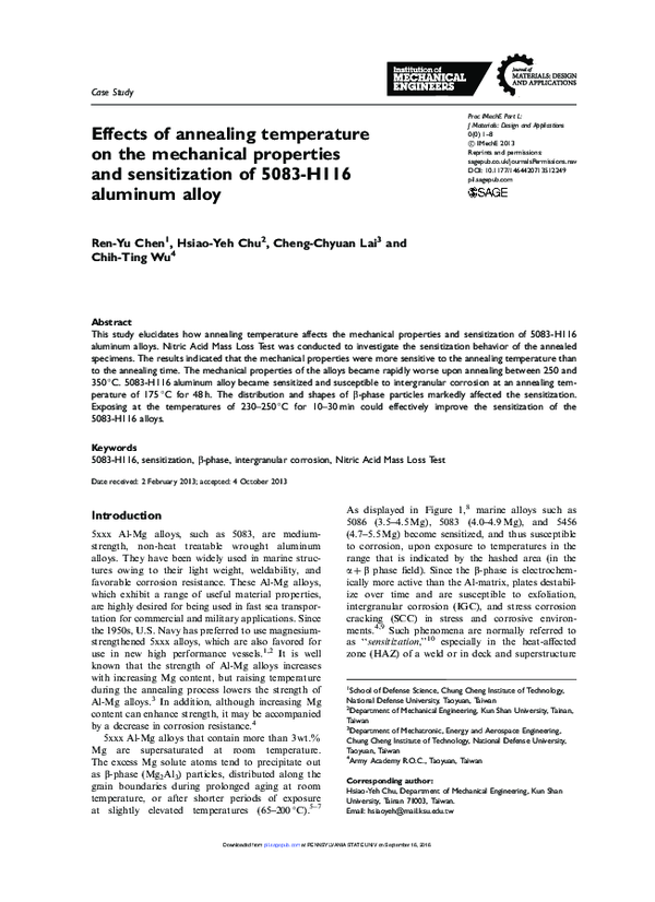(PDF) Effects of annealing temperature on the mechanical properties and ...