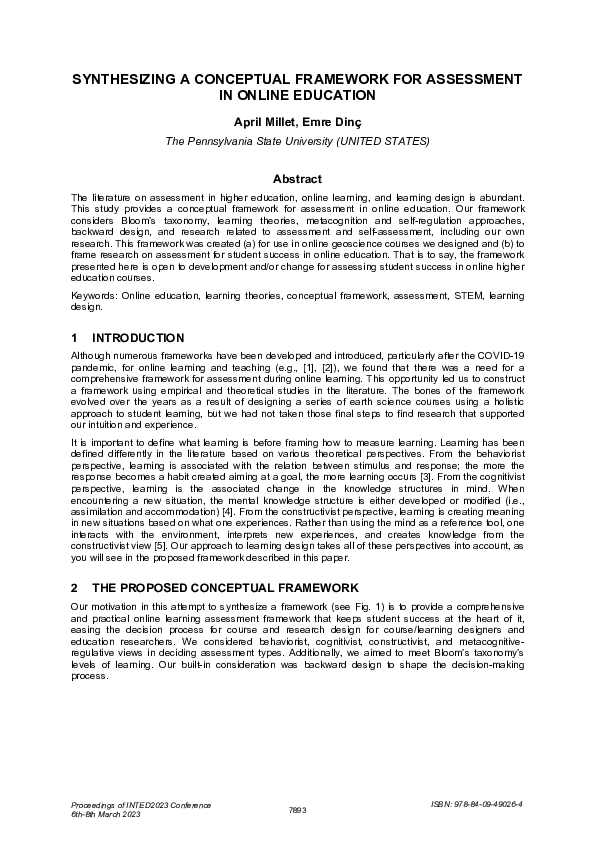 (PDF) Synthesizing a conceptual framework for assessment in online ...