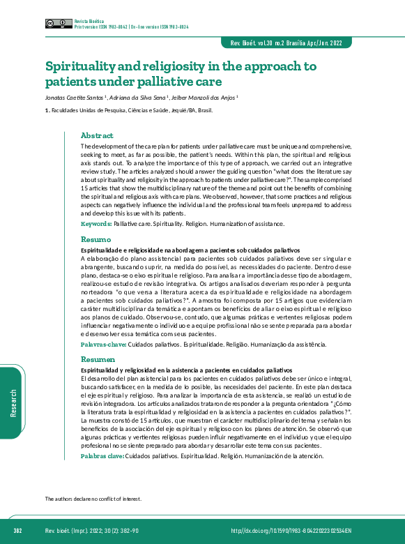 (PDF) Spirituality and religiosity in the approach to patients under ...