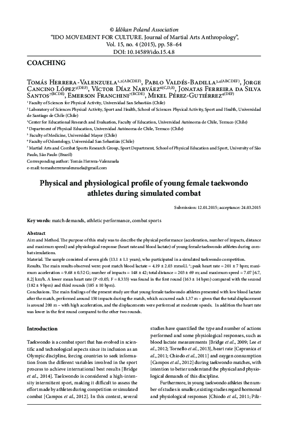 (PDF) Physical and physiological profile of young female taekwondo ...