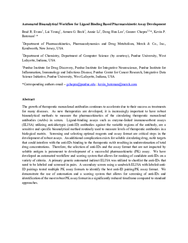 (PDF) Automated Bioanalytical Workflow for Ligand Binding Based ...