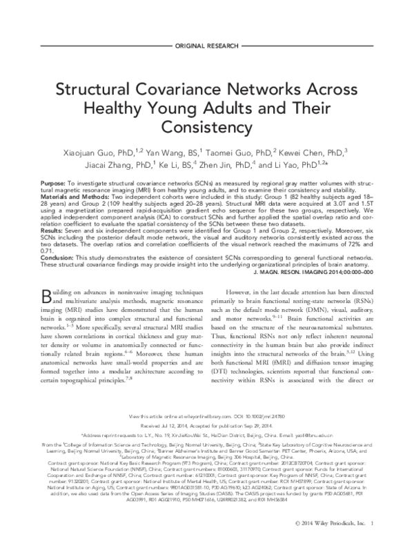(PDF) Structural covariance networks across healthy young adults and ...