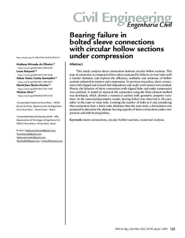 (PDF) Bearing failure in bolted sleeve connections with circular hollow ...