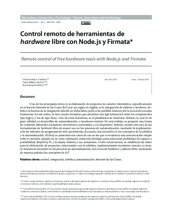 (PDF) Control remoto de herramientas de Hardware libre con Node.js y ...