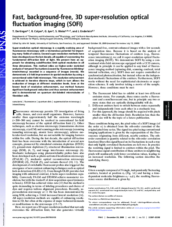 (PDF) Fast, backgroundfree, 3D superresolution optical fluctuation