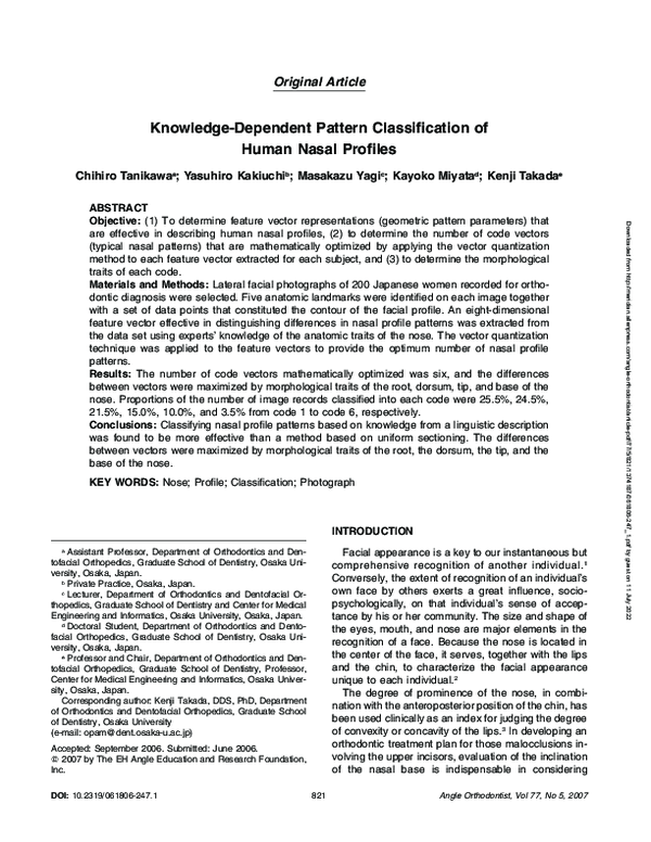 (PDF) Knowledge-Dependent Pattern Classification of Human Nasal Profiles