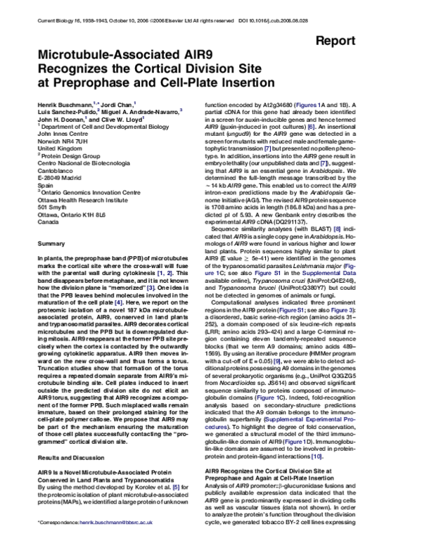 (PDF) Microtubule-Associated AIR9 Recognizes the Cortical Division Site ...