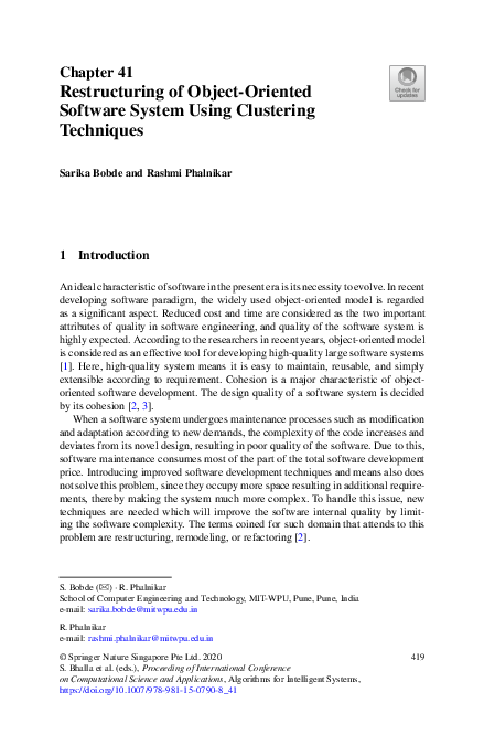 (PDF) Restructuring of Object-Oriented Software System Using Clustering ...