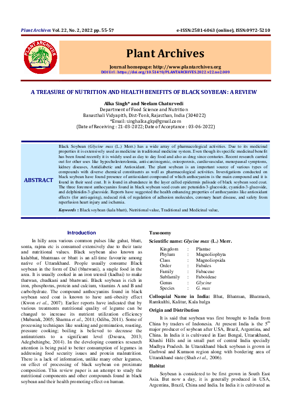 (PDF) A Treasure of Nutrition and Health Benefits of Black Soybean: A ...