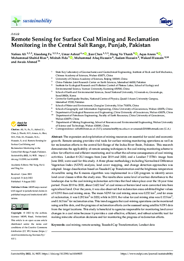 (PDF) Remote Sensing for Surface Coal Mining and Reclamation Monitoring ...
