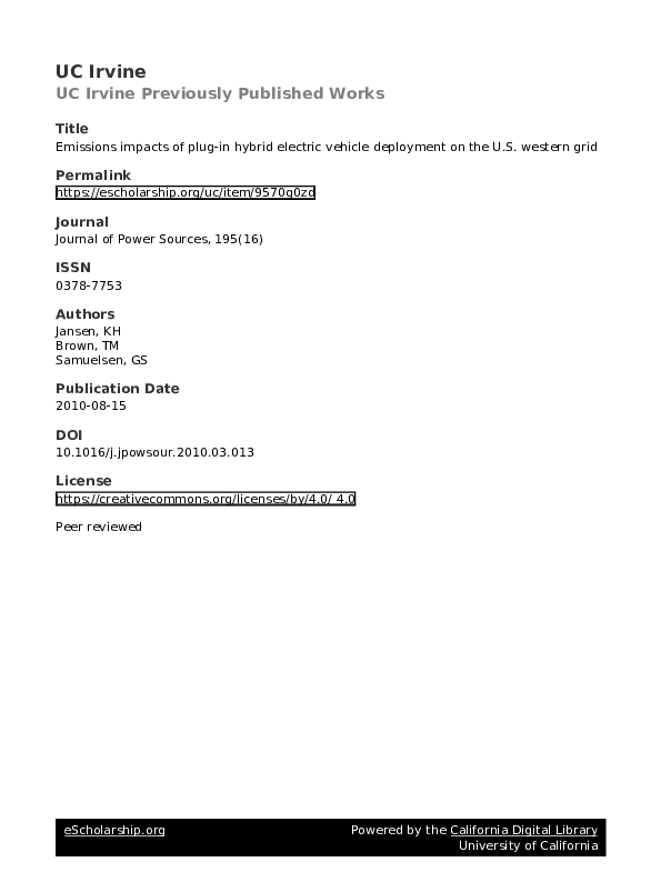 (PDF) Emissions impacts of plug-in hybrid electric vehicle deployment ...