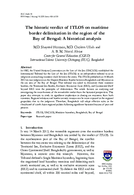 (PDF) The historic verdict of ITLOS on maritime border delimitation in ...