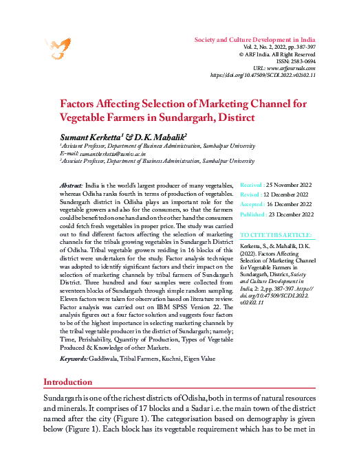 (PDF) Factors Affecting Selection of Marketing Channel for Vegetable ...