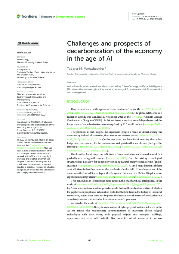 (PDF) Challenges and prospects of decarbonization of the economy in the ...