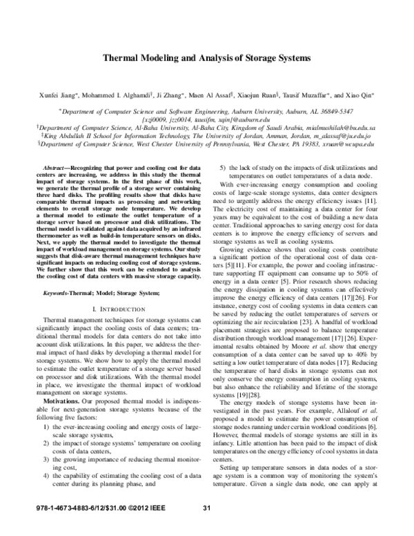 (PDF) Thermal modeling and analysis of storage systems