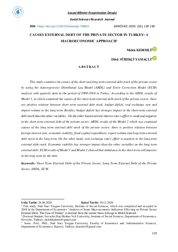 (PDF) What Are the Reasons of the Private Sector’s External Debt in ...