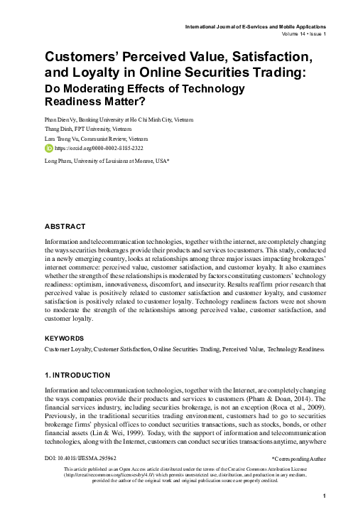 (PDF) Customers' Perceived Value, Satisfaction, and Loyalty in Online ...