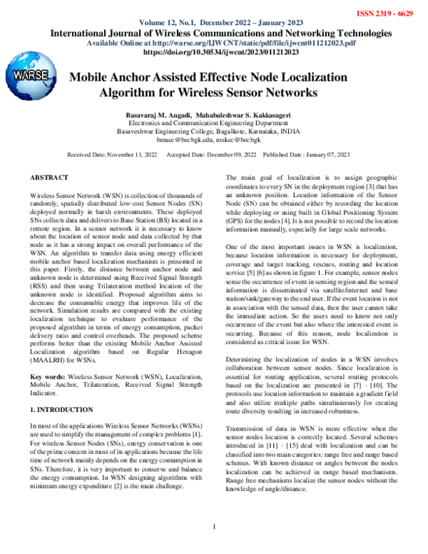 (PDF) Mobile Anchor Assisted Effective Node Localization Algorithm for ...