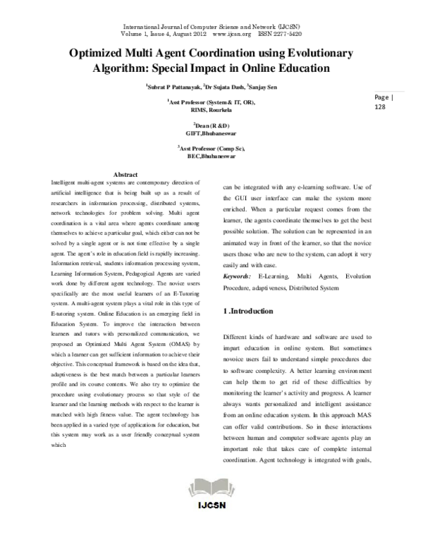 (PDF) Optimized Multi Agent Coordination using Evolutionary Algorithm ...
