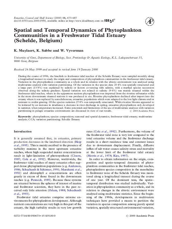 (PDF) Spatial and Temporal Dynamics of Phytoplankton Communities in a ...