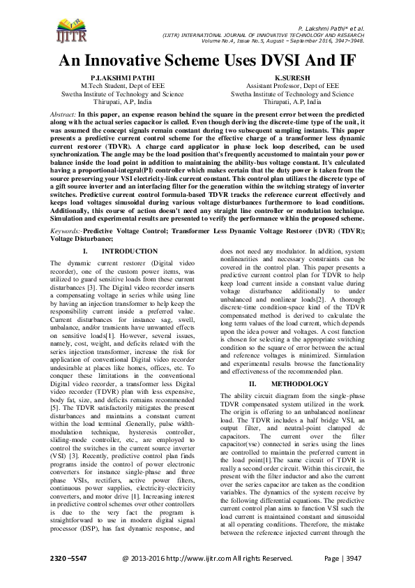 (PDF) An Innovative Scheme Uses Dvsi and If