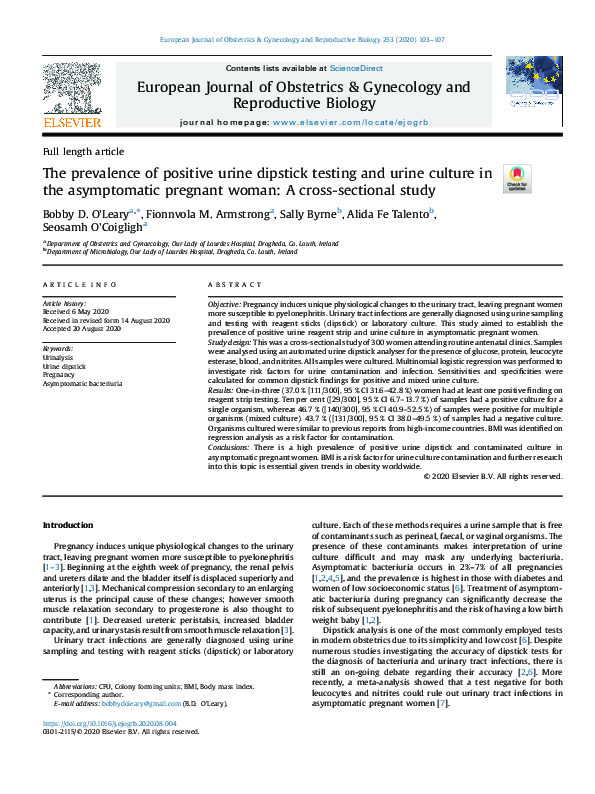 (PDF) The prevalence of positive urine dipstick testing and urine