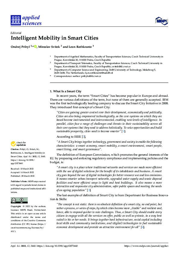 (PDF) Intelligent Mobility in Smart Cities