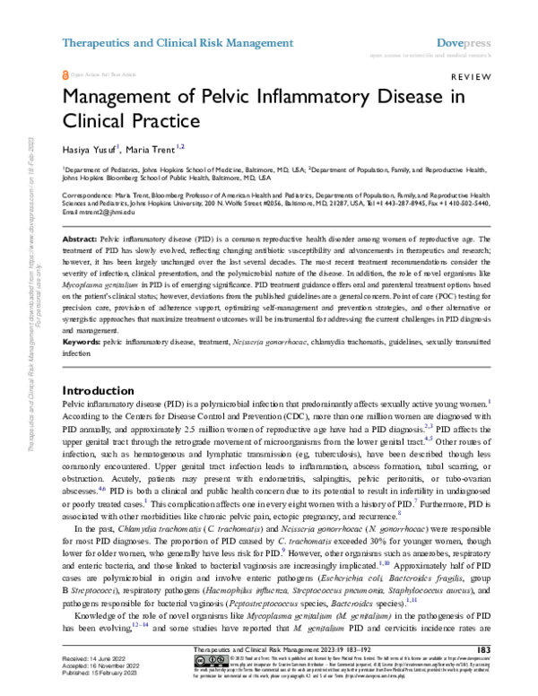 (PDF) Management of Pelvic Inflammatory Disease in Clinical Practice