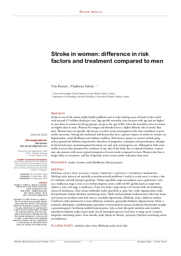 (PDF) Stroke in women: difference in risk factors and treatment ...