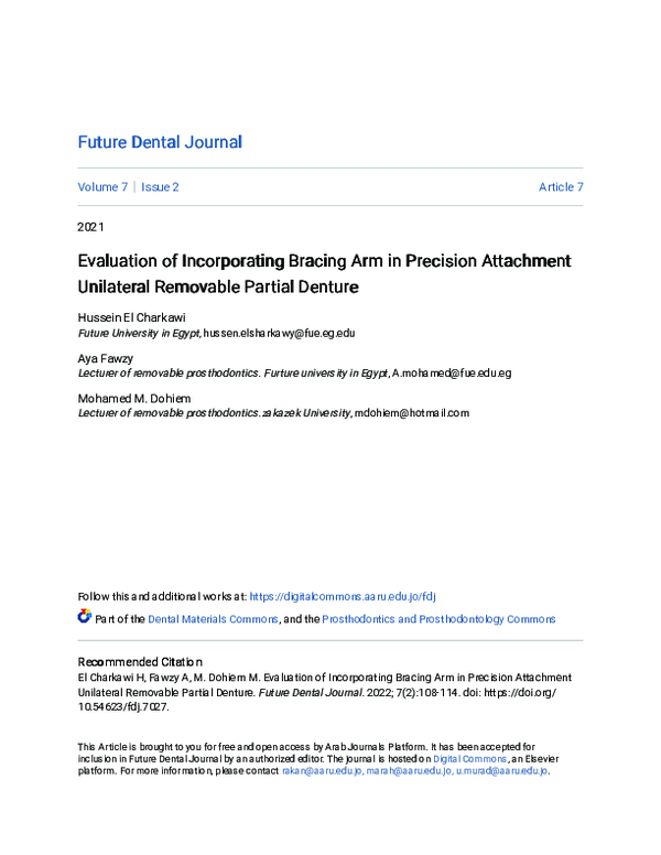 (PDF) Evaluation of Incorporating Bracing Arm in Precision Attachment ...