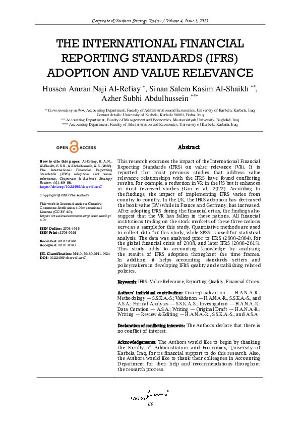 (PDF) The International Financial Reporting Standards (IFRS) adoption ...