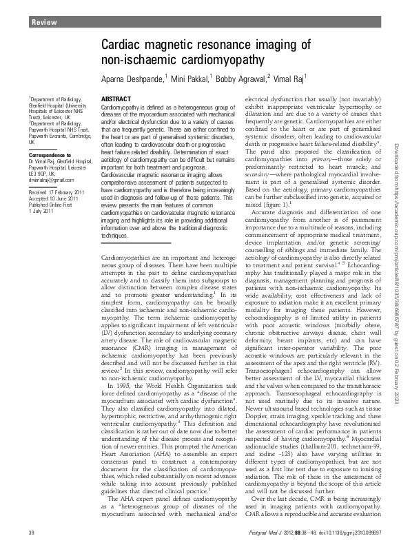 (PDF) Cardiac magnetic resonance imaging of non-ischaemic cardiomyopathy