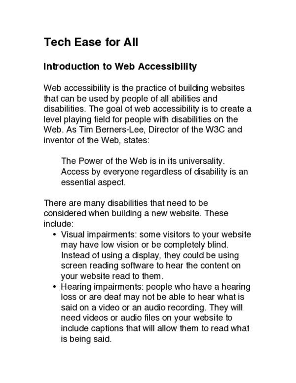 (PDF) Introduction to Web Accessibility