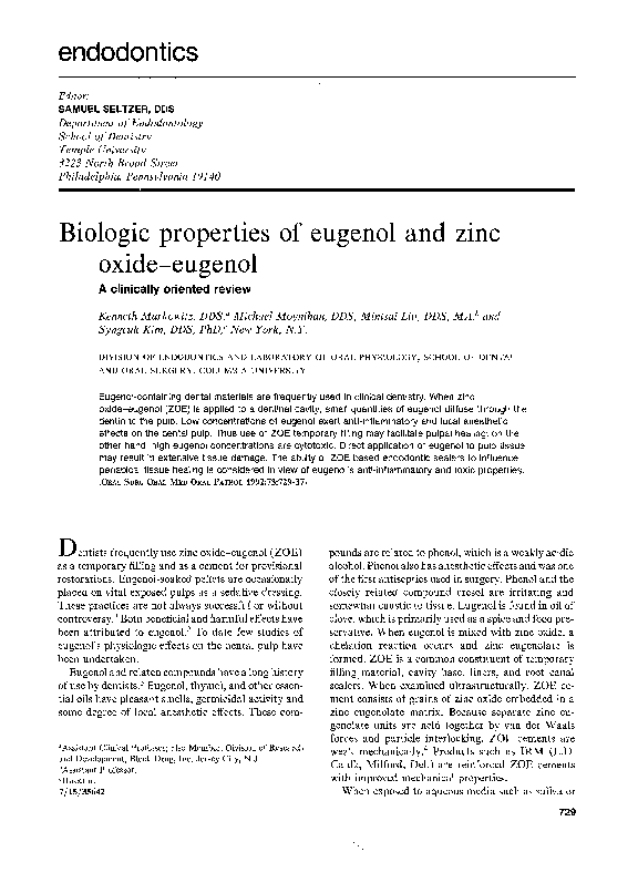 (PDF) Biologic properties of eugenol and zinc oxide-eugenol