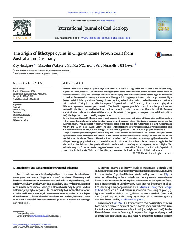 (PDF) The origin of lithotype cycles in Oligo-Miocene brown coals from ...