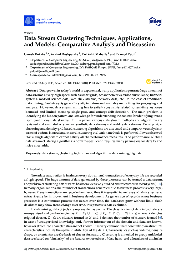 (PDF) Data Stream Clustering Techniques, Applications, and Models ...