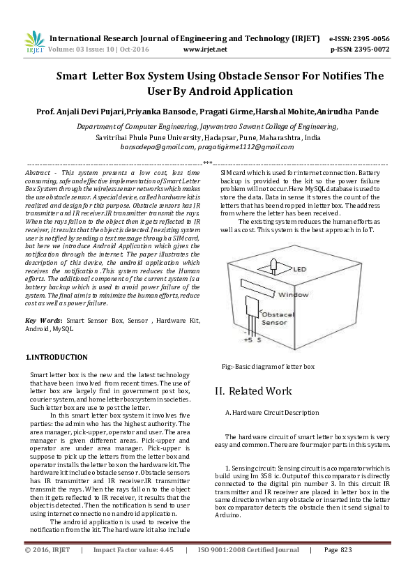 (PDF) Smart Letter Box System Using Obstacle Sensor For Notifies The ...