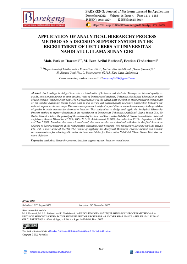 (PDF) Application of Analytical Hierarchy Process Method as a Decision ...