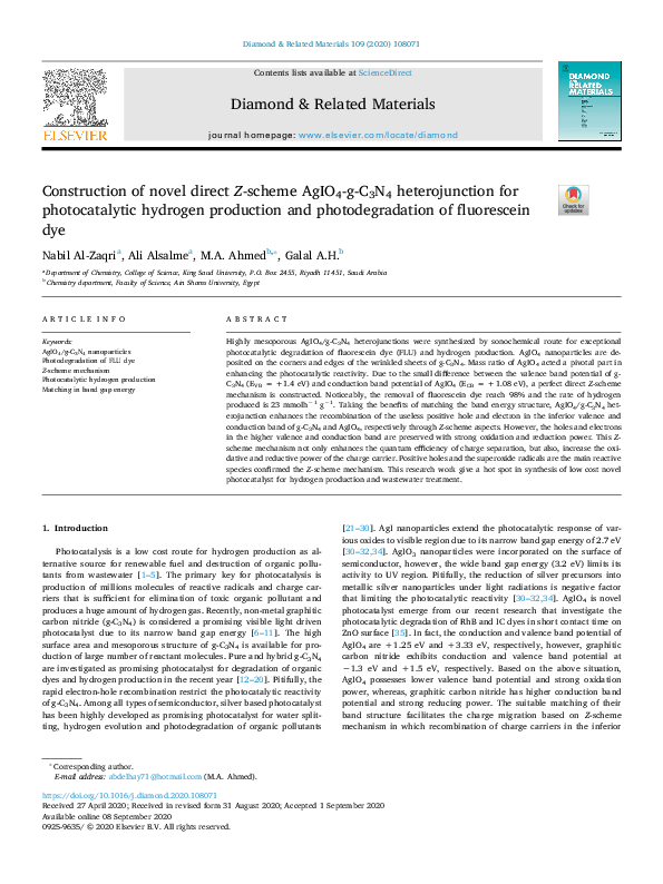 (PDF) Construction of novel direct Z-scheme AgIO4-g-C3N4 heterojunction ...