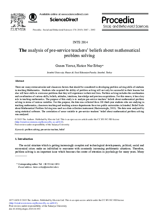 (PDF) The Analysis of Pre-service Teachers’ Beliefs about Mathematical ...