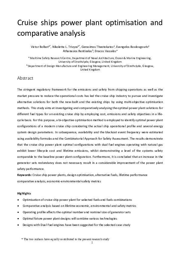 (PDF) Cruise ships power plant optimisation and comparative analysis