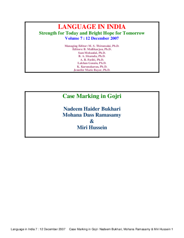 (PDF) LANGUAGE IN INDIA Strength for Today and Bright Hope for Tomorrow