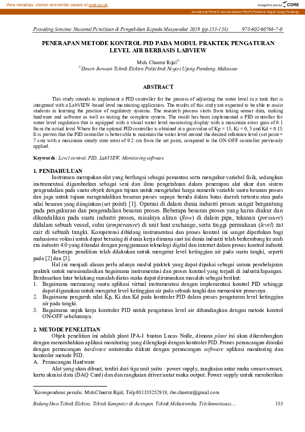(PDF) Penerapan Metode Kontrol Pid Pada Modul Praktek Pengaturan Level ...